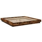 vidaXL Cadru de pat cu LED stejar fumuriu 200x200cm lemn prelucrat