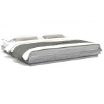 vidaXL Cadru de pat cu lumini LED gri sonoma 200x200 cm lemn prelucrat vidaXL Cadru de pat cu lumini LED gri sonoma 200x200 cm lemn prelucrat