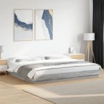 vidaXL Cadru de pat cu lumini LED gri sonoma 200x200 cm lemn prelucrat vidaXL Cadru de pat cu lumini LED gri sonoma 200x200 cm lemn prelucrat