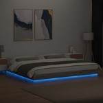 vidaXL Cadru de pat cu lumini LED gri sonoma 200x200 cm lemn prelucrat vidaXL Cadru de pat cu lumini LED gri sonoma 200x200 cm lemn prelucrat