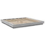 vidaXL Cadru de pat cu lumini LED gri sonoma 200x200 cm lemn prelucrat vidaXL Cadru de pat cu lumini LED gri sonoma 200x200 cm lemn prelucrat