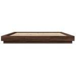 vidaXL Cadru de pat cu lumini LED stejar maro 200x200cm lemn prelucrat vidaXL Cadru de pat cu lumini LED stejar maro 200x200cm lemn prelucrat