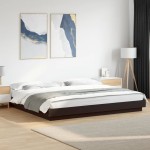 vidaXL Cadru de pat cu lumini LED, negru, 180x200 cm, lemn prelucrat