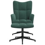 vidaXL Scaun de relaxare cu taburet, verde închis, catifea