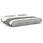 vidaXL Cadru de pat cu lumini LED gri beton 180x200 cm, lemn prelucrat