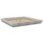 vidaXL Cadru de pat cu lumini LED gri beton 180x200 cm, lemn prelucrat