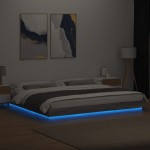 vidaXL Cadru de pat cu lumini LED gri sonoma 180x200 cm lemn prelucrat vidaXL Cadru de pat cu lumini LED gri sonoma 180x200 cm lemn prelucrat
