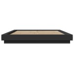 vidaXL Cadru de pat cu lumini LED, negru, 160x200 cm, lemn prelucrat