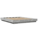 vidaXL Cadru de pat cu lumini LED gri beton 160x200 cm, lemn prelucrat vidaXL Cadru de pat cu lumini LED gri beton 160x200 cm, lemn prelucrat