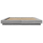 vidaXL Cadru de pat cu lumini LED gri sonoma 160x200 cm lemn prelucrat