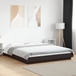 vidaXL Cadru de pat cu lumini LED, negru, 150x200 cm, lemn prelucrat vidaXL Cadru de pat cu lumini LED, negru, 150x200 cm, lemn prelucrat