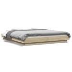 vidaXL Cadru de pat cu LED stejar sonoma 150x200 cm lemn prelucrat
