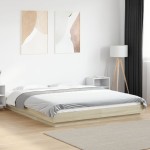 vidaXL Cadru de pat cu LED stejar sonoma 150x200 cm lemn prelucrat