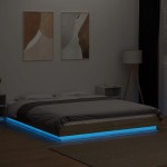 vidaXL Cadru de pat cu LED stejar sonoma 150x200 cm lemn prelucrat