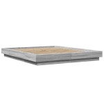 vidaXL Cadru de pat cu lumini LED gri sonoma 150x200 cm lemn prelucrat vidaXL Cadru de pat cu lumini LED gri sonoma 150x200 cm lemn prelucrat