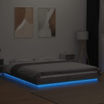 vidaXL Cadru de pat cu lumini LED gri sonoma 150x200 cm lemn prelucrat vidaXL Cadru de pat cu lumini LED gri sonoma 150x200 cm lemn prelucrat