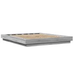 vidaXL Cadru de pat cu lumini LED gri sonoma 150x200 cm lemn prelucrat vidaXL Cadru de pat cu lumini LED gri sonoma 150x200 cm lemn prelucrat