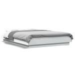 vidaXL Cadru de pat cu lumini LED, alb, 140x200 cm, lemn prelucrat vidaXL Cadru de pat cu lumini LED, alb, 140x200 cm, lemn prelucrat