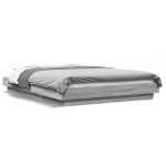 vidaXL Cadru de pat cu lumini LED gri sonoma 140x200 cm lemn prelucrat vidaXL Cadru de pat cu lumini LED gri sonoma 140x200 cm lemn prelucrat