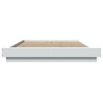 vidaXL Cadru de pat cu lumini LED, alb, 120x200 cm, lemn prelucrat vidaXL Cadru de pat cu lumini LED, alb, 120x200 cm, lemn prelucrat
