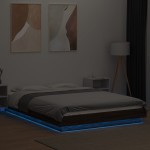 vidaXL Cadru de pat cu lumini LED stejar maro 120x200cm lemn prelucrat