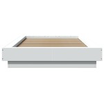 vidaXL Cadru de pat cu lumini LED, alb, 100x200 cm, lemn prelucrat vidaXL Cadru de pat cu lumini LED, alb, 100x200 cm, lemn prelucrat