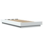 vidaXL Cadru de pat cu lumini LED, alb, 100x200 cm, lemn prelucrat vidaXL Cadru de pat cu lumini LED, alb, 100x200 cm, lemn prelucrat