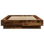 vidaXL Cadru de pat cu LED, stejar fumuriu, 100x200 cm, lemn prelucrat vidaXL Cadru de pat cu LED, stejar fumuriu, 100x200 cm, lemn prelucrat