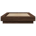 vidaXL Cadru de pat cu lumini LED stejar maro 100x200cm lemn prelucrat
