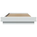 vidaXL Cadru de pat cu lumini LED, alb, 90x200 cm, lemn prelucrat