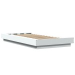 vidaXL Cadru de pat cu lumini LED, alb, 90x200 cm, lemn prelucrat