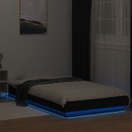 vidaXL Cadru de pat cu lumini LED, negru, 90x200 cm, lemn prelucrat
