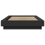 vidaXL Cadru de pat cu lumini LED, negru, 90x200 cm, lemn prelucrat