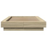 vidaXL Cadru de pat cu LED, stejar sonoma, 90x200 cm, lemn prelucrat