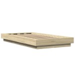 vidaXL Cadru de pat cu LED, stejar sonoma, 90x200 cm, lemn prelucrat