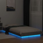 vidaXL Cadru de pat cu lumini LED, gri beton, 90x200 cm lemn prelucrat