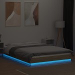 vidaXL Cadru de pat cu LED stejar sonoma 140x190 cm lemn prelucrat