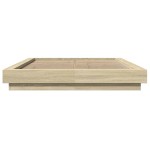 vidaXL Cadru de pat cu LED stejar sonoma 140x190 cm lemn prelucrat