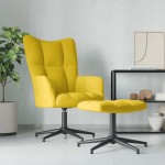 vidaXL Scaun de relaxare cu taburet, galben muștar, catifea vidaXL Scaun de relaxare cu taburet, galben muștar, catifea