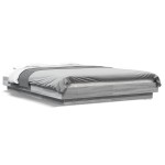 vidaXL Cadru de pat cu lumini LED gri sonoma 140x190 cm lemn prelucrat vidaXL Cadru de pat cu lumini LED gri sonoma 140x190 cm lemn prelucrat