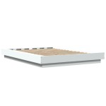 vidaXL Cadru de pat cu lumini LED, alb, 135x190 cm, lemn prelucrat vidaXL Cadru de pat cu lumini LED, alb, 135x190 cm, lemn prelucrat