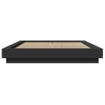 vidaXL Cadru de pat cu lumini LED, negru, 135x190 cm, lemn prelucrat vidaXL Cadru de pat cu lumini LED, negru, 135x190 cm, lemn prelucrat