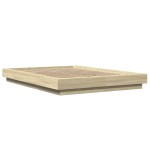 vidaXL Cadru de pat cu LED stejar sonoma 135x190 cm lemn prelucrat