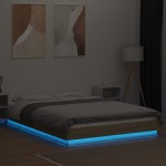 vidaXL Cadru de pat cu LED stejar sonoma 135x190 cm lemn prelucrat