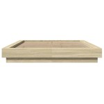 vidaXL Cadru de pat cu LED stejar sonoma 135x190 cm lemn prelucrat