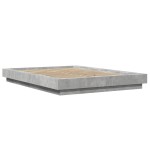 vidaXL Cadru de pat cu LED, gri beton, 135x190 cm, lemn prelucrat