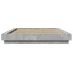 vidaXL Cadru de pat cu LED, gri beton, 135x190 cm, lemn prelucrat