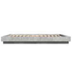 vidaXL Cadru de pat cu LED, gri beton, 135x190 cm, lemn prelucrat