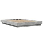 vidaXL Cadru de pat cu LED, gri beton, 135x190 cm, lemn prelucrat