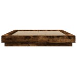vidaXL Cadru de pat cu LED stejar fumuriu 135x190 cm lemn prelucrat